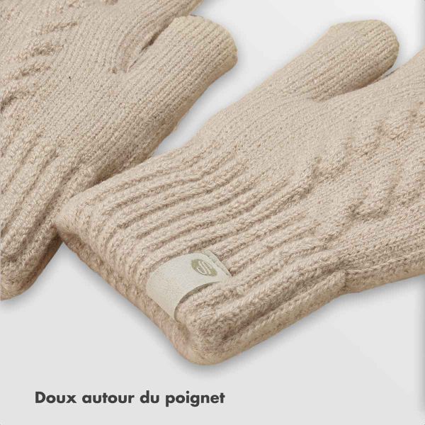 Selencia Gants Tactiles Effet Laine - Femme - Taille M - Beige