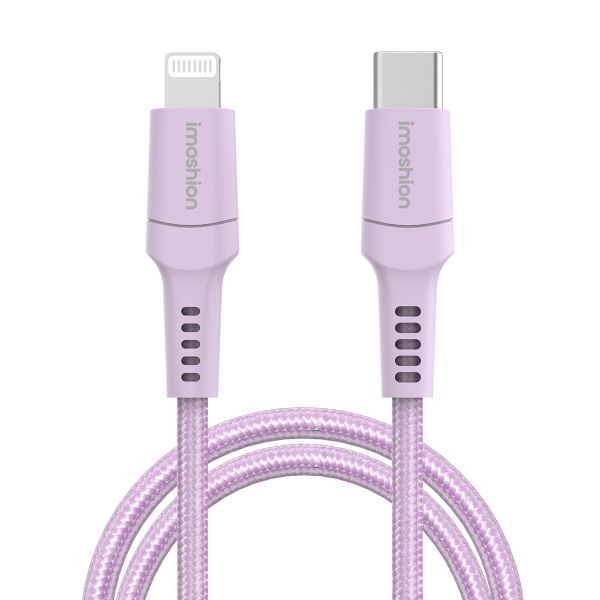 imoshion ﻿Câble Lightning vers USB-C - Non MFi - Textile tressé - 2 mètre - Lilas