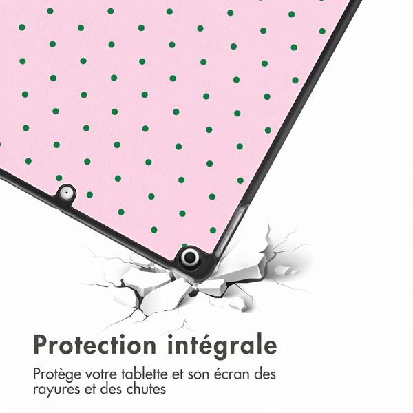 imoshion Coque tablette Design Trifold Apple iPad 9 (2021) 10.2 pouces / iPad 8 (2020) 10.2 pouces / iPad 7 (2019) 10.2 pouces - Happy Dots