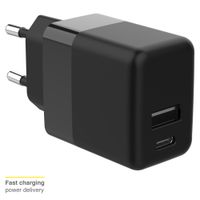 Accezz Wall Charger iPhone 13 Mini - Chargeur - Connexion USB-C et USB - Power Delivery - 20 Watt - Noir