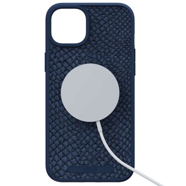 Njorð Collections Coque Salmon Leather MagSafe iPhone 15 Plus - Blue