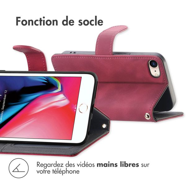 imoshion Etui de téléphone portefeuille avec cordon iPhone SE (2022 / 2020) / 8 / 7 - Rouge