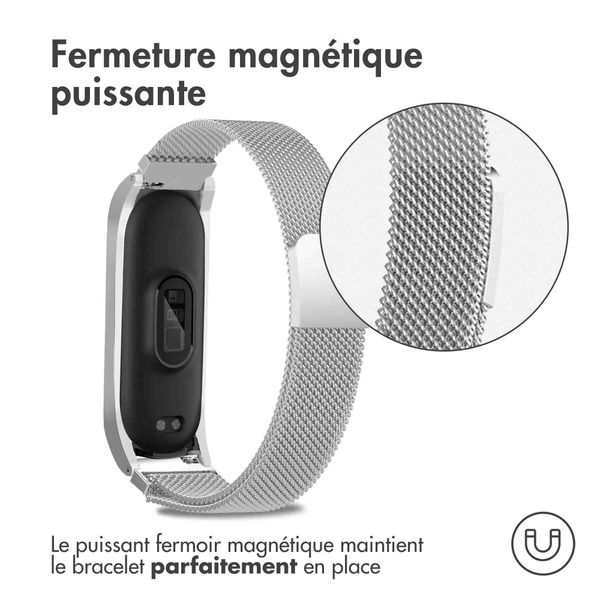 imoshion Bracelet magnétique milanais le Xiaomi Mi Band 5 / 6 - Argent