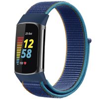 imoshion Bracelet en nylon Fitbit Charge 5 / Charge 6 - Taille L - Bleu foncé