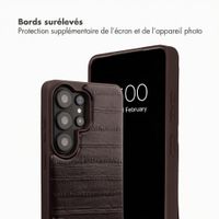 Selencia Nova coque arrière en cuir véritable avec porte-cartes Samsung Galaxy S26 Ultra - Dark Chocolate
