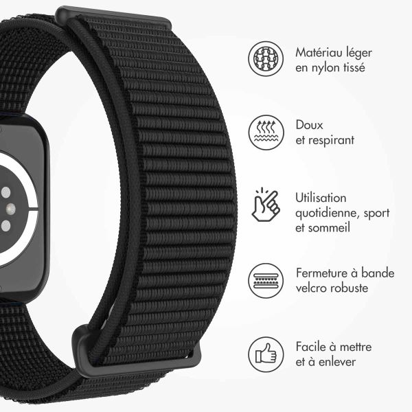 imoshion Bracelet en nylon⁺ Apple Watch Series 1 á 10 / SE / Ultra (2) (44/45/46/49 mm) - Noir