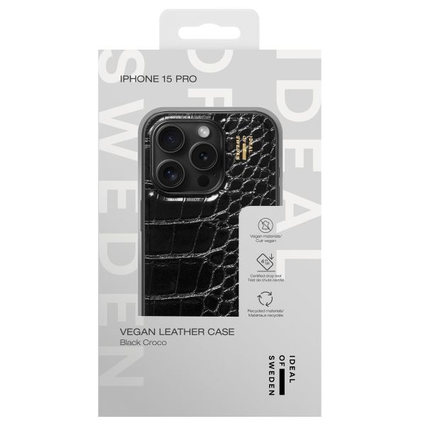 iDeal of Sweden Coque Vegan Leather iPhone 15 Pro - Black Croco