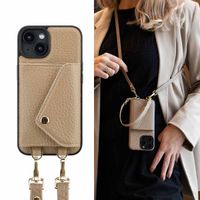 Selencia Coque à cordon avec porte-cartes enveloppe Sera iPhone 14 - Beige