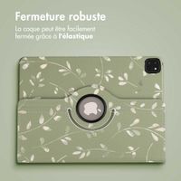 imoshion Coque tablette Design rotatif à 360° iPad Pro 12.9 (2018 / 2020 / 2021 / 2022) - Green Flowers