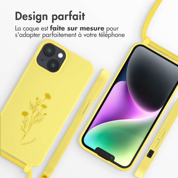imoshion Coque design en silicone avec cordon Apple iPhone 14 - Flower Yellow