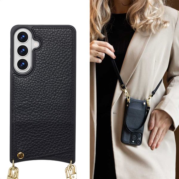 Selencia Coque de télephone Nova avec cordon et porte-cartes Samsung Galaxy S26 Plus - Noir
