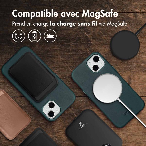 Accezz Coque MagSafe en cuir vintage Apple iPhone 13 - Smokey Green
