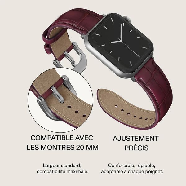 Burga Bracelet en cuir véritable Apple Watch | 38/40/41/42 mm - Mobwife / Silver