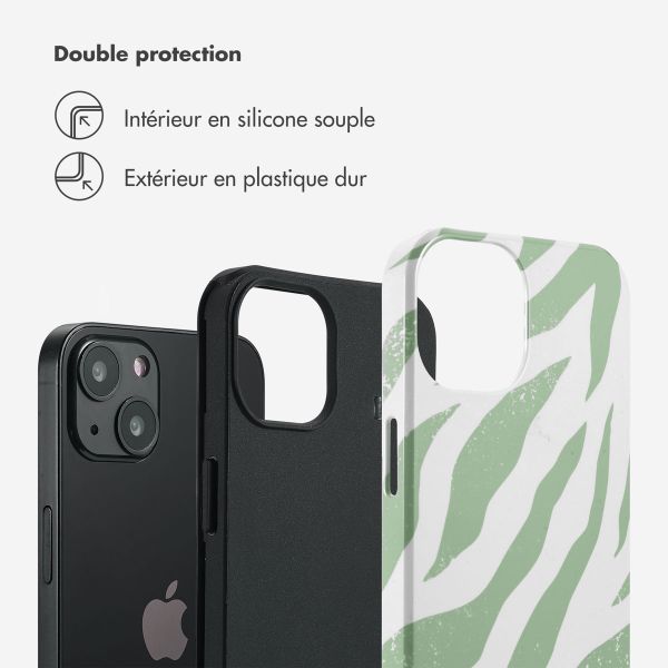 Selencia Coque arrière Vivid Tough iPhone 13 - Colorful Zebra Sage Green