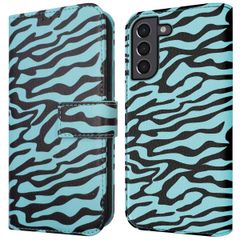 imoshion Étui de téléphone portefeuille Design Samsung Galaxy S21 - Black Blue Stripes