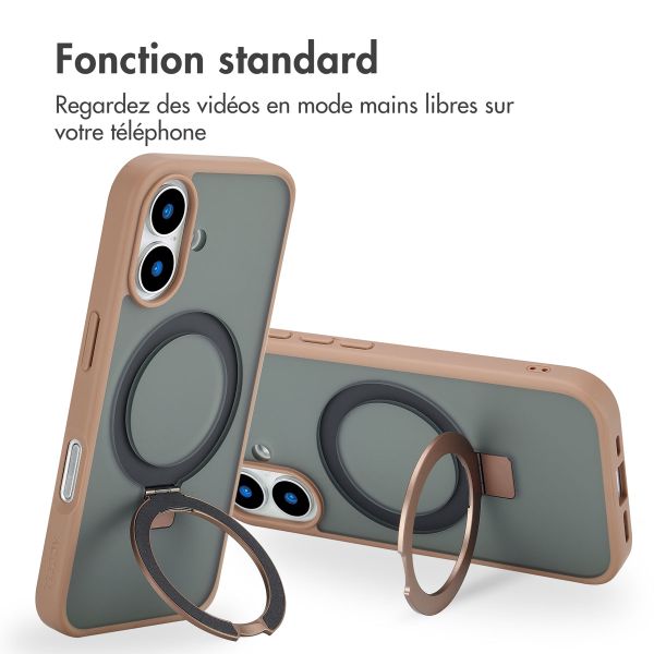 Accezz Coque Ring Stand avec MagSafe iPhone 16 - Brown