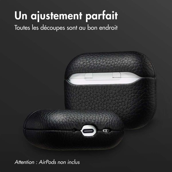 Accezz Coque en Cuir véritable Apple AirPods Pro 3 - Noir