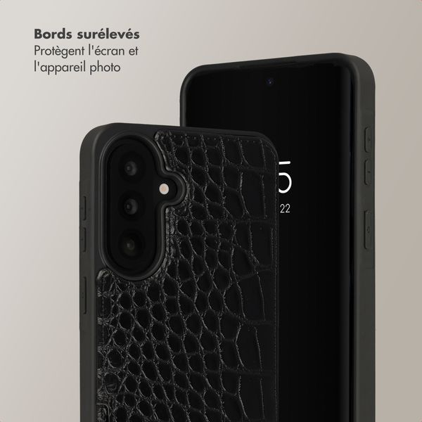 Selencia Coque de télephone Nova Croco avec cordon et porte-cartes Samsung Galaxy A57 (5G) - Noir