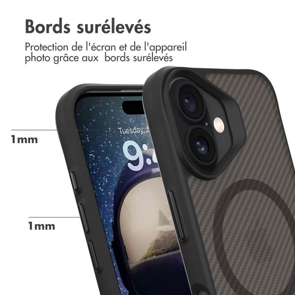 imoshion Rugged Hybrid Carbon Case avec MagSafe Apple iPhone 16 Plus - Noir