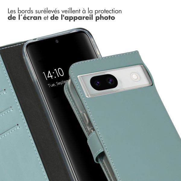 Selencia Étui de téléphone portefeuille en cuir véritable Google Pixel 8a - Air Blue