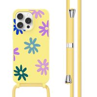 imoshion Coque design en silicone avec cordon iPhone 15 Pro - Yellow Flower Distance