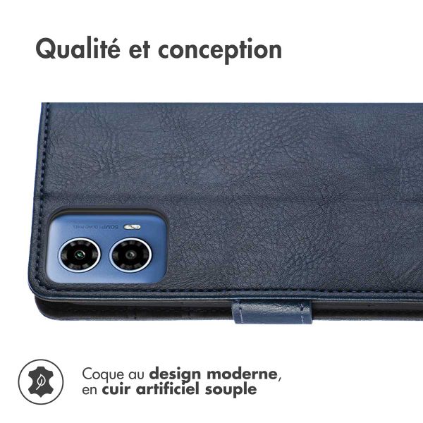 imoshion Étui de téléphone portefeuille Luxe pour Motorola Moto G34 - Bleu foncé