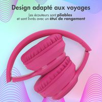 imoshion Casque sans fil pour enfants LED Light - Limiteur de décibels - Avec câble AUX - Hot Pink