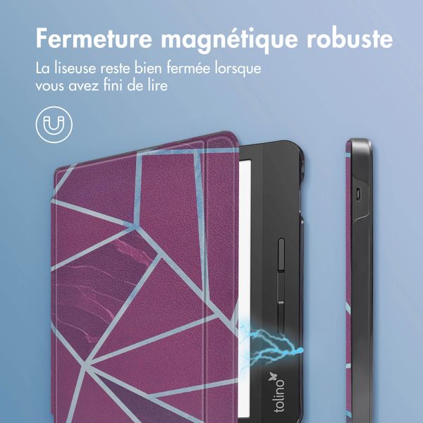 imoshion Design Slim Hard Sleepcover avec support Tolino Vision 5 - Bordeaux Graphic