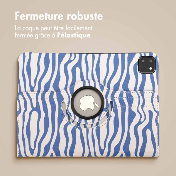 imoshion Coque tablette Design rotatif à 360° iPad Pro 11 (2024) M4 - White Blue Stripes