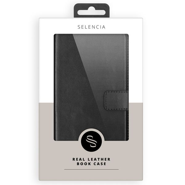 Selencia Étui portefeuille en cuir véritable Samsung Galaxy S9 - Noir