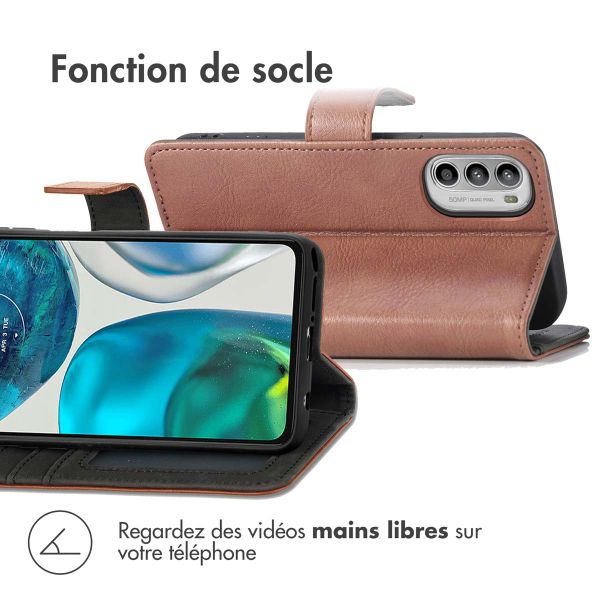 imoshion Étui de téléphone portefeuille Luxe Motorola Moto G52 / G82 - Brun