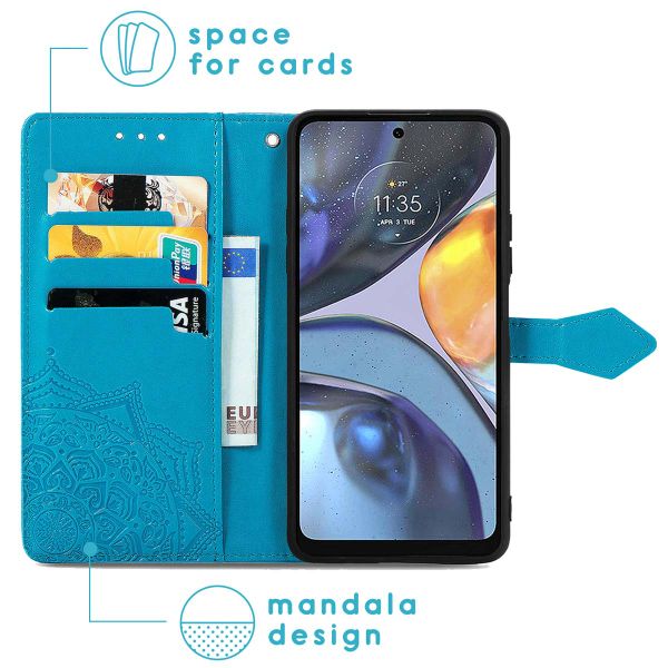 imoshion Etui de téléphone portefeuille Mandala Motorola Moto G22 - Turquoise