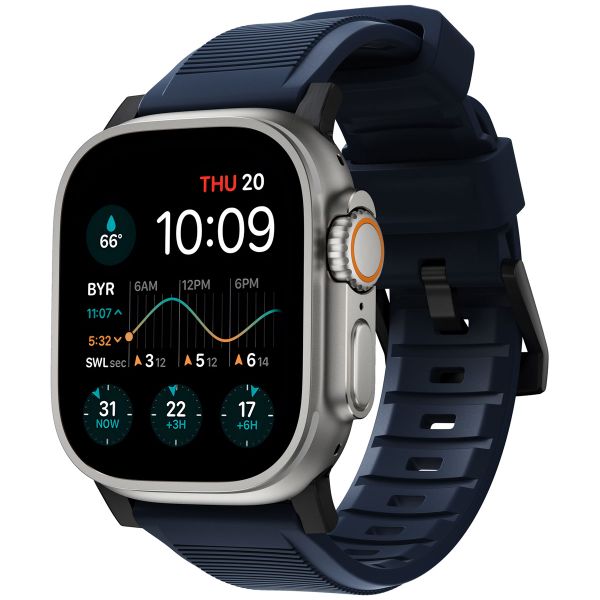 Nomad Bracelet robuste FKM Apple Watch Series 1 á 10 / SE / Ultra (2) (44/45/46/49 mm) - Noir/Bleu