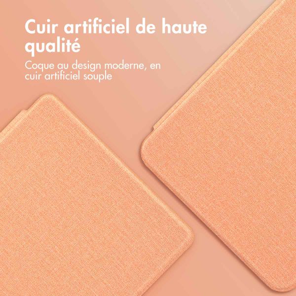 imoshion Étui de liseuse portefeuille Canvas Sleepcover Pocketbook Touch Lux 5 / HD 3 / Basic Lux 4 / Vivlio Lux 5 - Peach