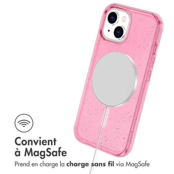 imoshion Coque Pailletée avec MagSafe Apple iPhone 15 - Paillettes Rose