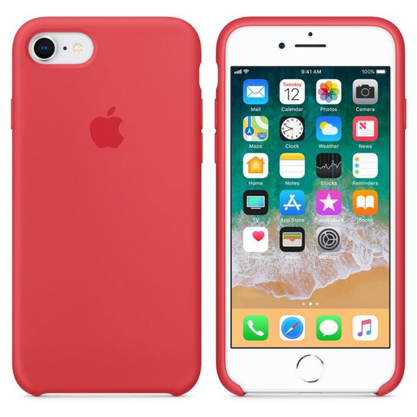 Apple Coque en silicone Apple iPhone SE (2022 / 2020) / 8 / 7 - Red Raspberry