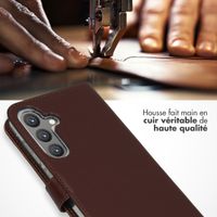 Selencia Étui portefeuille en cuir véritable Samsung Galaxy S24 Plus - Marron foncé
