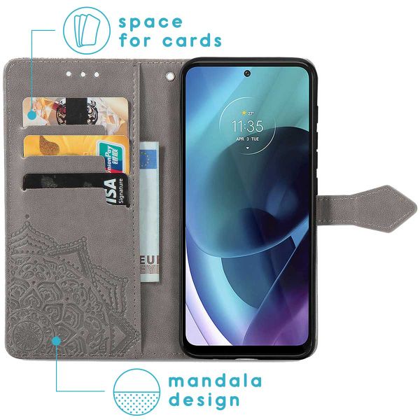 imoshion Etui de téléphone portefeuille Mandala Motorola Moto G71 - Gris