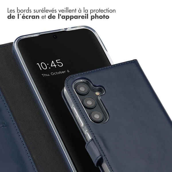 Selencia Étui portefeuille en cuir véritable Samsung Galaxy S24 FE - Bleu