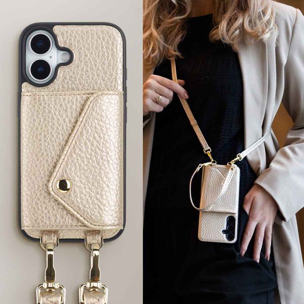 Selencia Coque de télephone Sera avec cordon et porte-cartes enveloppe Apple iPhone 17 - Champagne