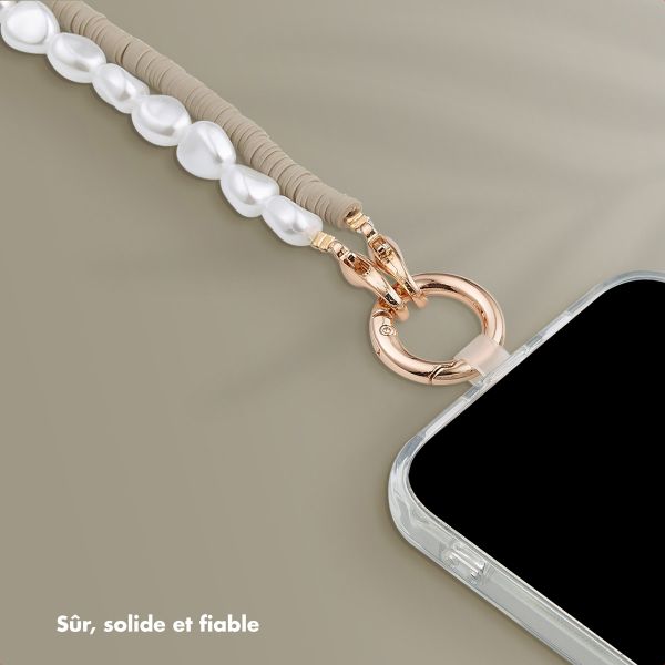 Selencia Ensemble de cordons pour téléphone avec perles et élastiques - Greige