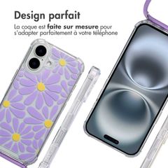 imoshion Coque Design avec cordon Apple iPhone 16 - Tropical Violet Flowers Connect