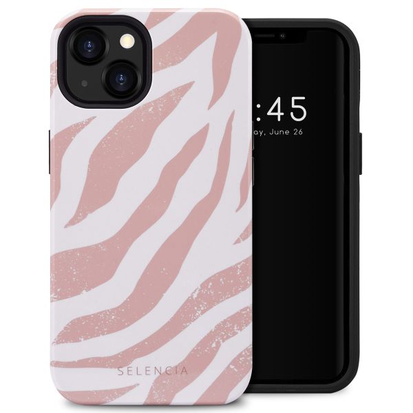Selencia Coque arrière Vivid Apple iPhone 13 - Colorful Zebra Old Pink