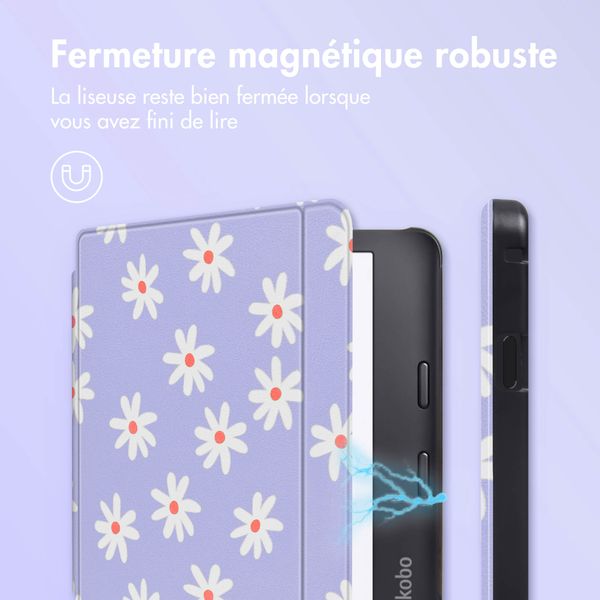 imoshion Design Slim Hard Sleepcover avec support Kobo Libra 2 / Tolino Vision 6 - Flowers Distance