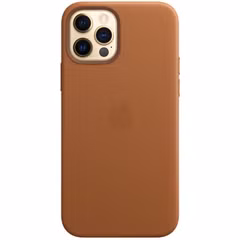 Apple Coque Leather MagSafe Apple iPhone 12 (Pro) - Saddle Brown
