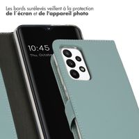 Selencia Étui de téléphone portefeuille en cuir véritable Samsung Galaxy A23 (5G) - Air Blue