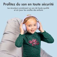 imoshion Casque sans fil pour enfants LED Light - Limiteur de décibels - Avec câble AUX - Lavender Lilac