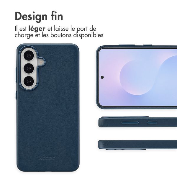 Accezz Coque arrière en cuir avec MagSafe Samsung Galaxy S26 Plus - Nightfall Blue