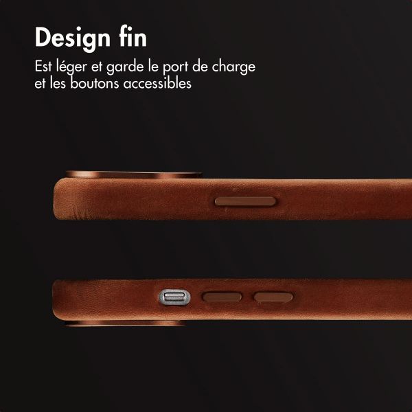 Accezz Coque MagSafe en cuir vintage Apple iPhone 15 - Tabacco Cognac