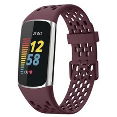 imoshion Bracelet de sport en silicone avec trous Fitbit Charge 5 / Charge 6 - Rouge Foncé